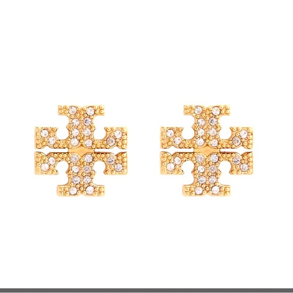 Tory Burch Jewelry - NWT AUTHENTIC TORY BURCH BRITTEN PAVE GOLD STUD‎ EARRING NEW WITH POUCH